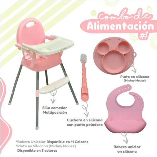 Silla comedor Bebe Rosado